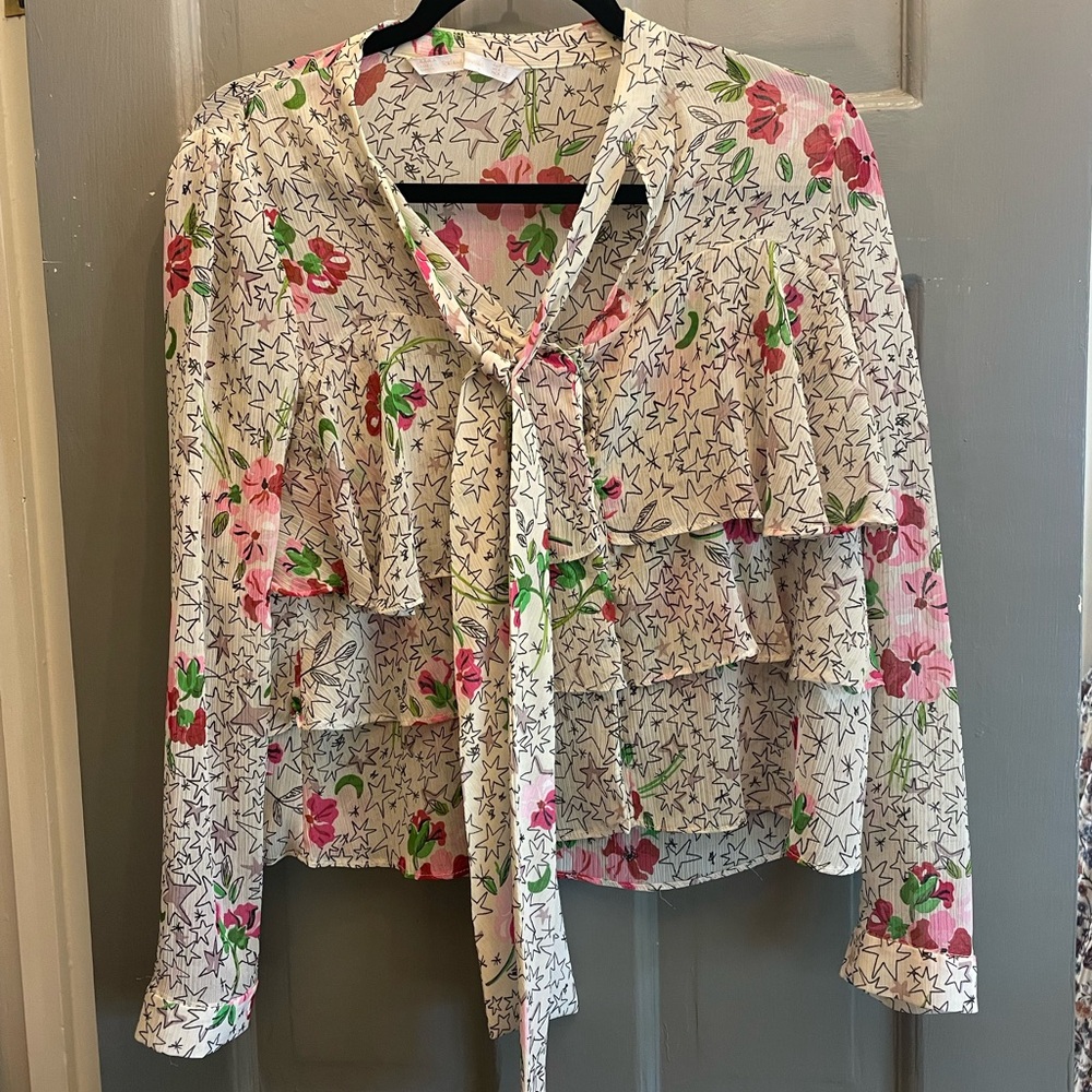 Zara Printed Tiered Blouse